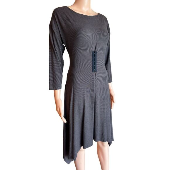 Masai Clothing Company Dark Brown Black Striped Asymmetrical Dress Small - Picture 3 of 7